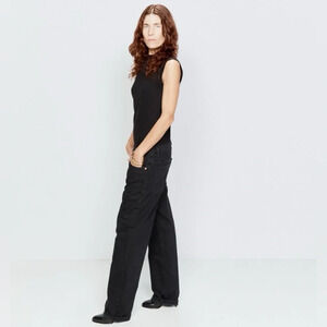 Raey dad jeans womens Black  organic cotton recycled cotton Button Fly 48” sz 28